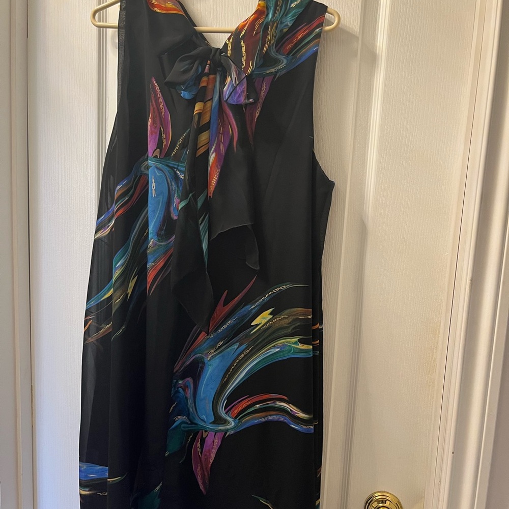Elegant Black and Multicolor Women's Midi Dress